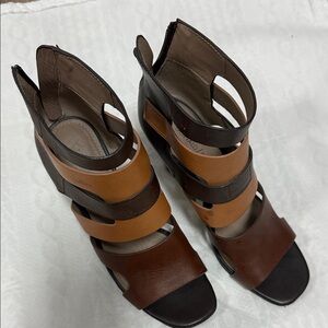 Donald J. Pliner Brown and Tan Strappy Heels